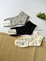 جوراب نیم ساق نخی خال خالی