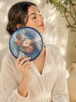 بادبزن دایره‌ای تاشو طرحدار - تصویر 3