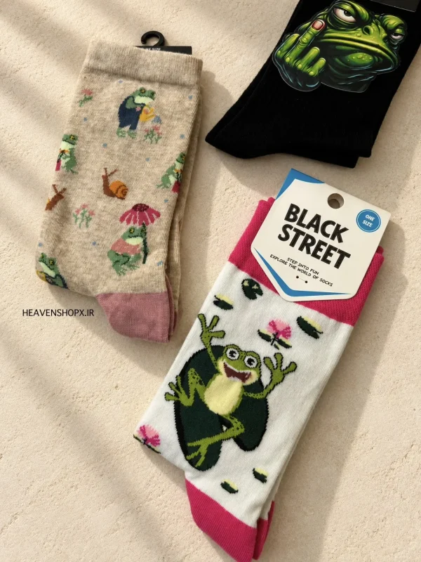 جوراب ساقدار طرح قورباغه | کالکشن Frog Socks - تصویر 3