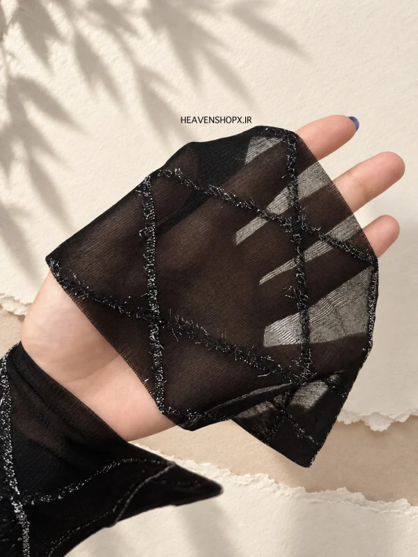 جوراب شلواری زنانه توری طرح لوزی براق - تصویر 6
