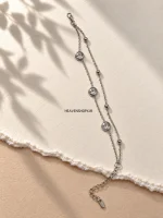 پابند دو رج استیل زنانه وارداتی - تصویر 3