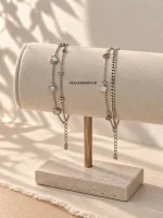 پابند دو رج استیل زنانه وارداتی
