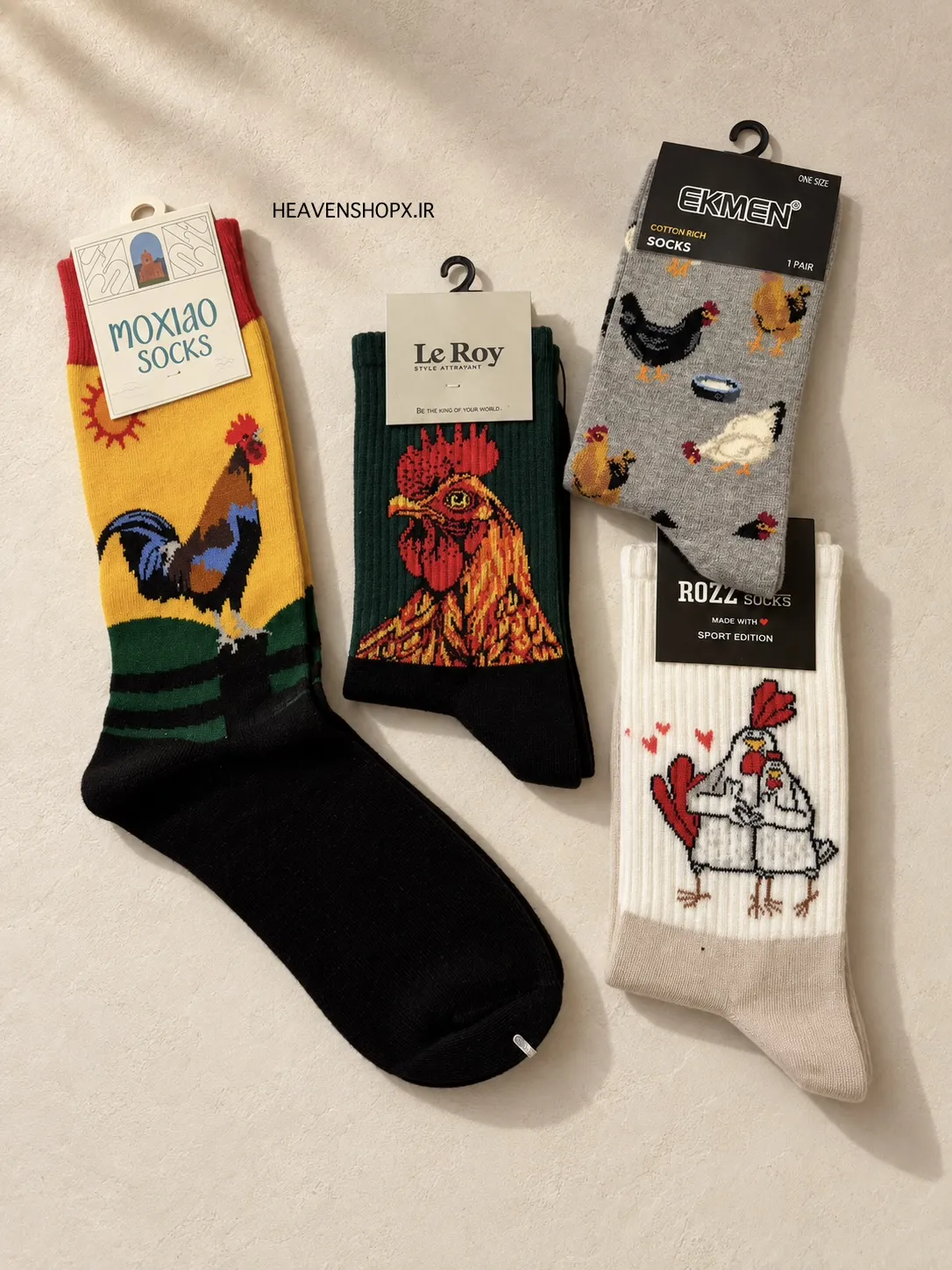 6E04FDC2-EF22-447E-A145-7D229313744C جوراب ساقدار فانتزی طرح خروس و مرغ – یونیسکس - تصویر 1