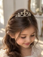 مینی تاج فلزی نگین‌دار دخترانه