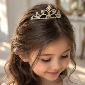 مینی تاج فلزی نگین‌دار دخترانه