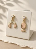 گوشواره استیل طرح میکروفون و هدفون