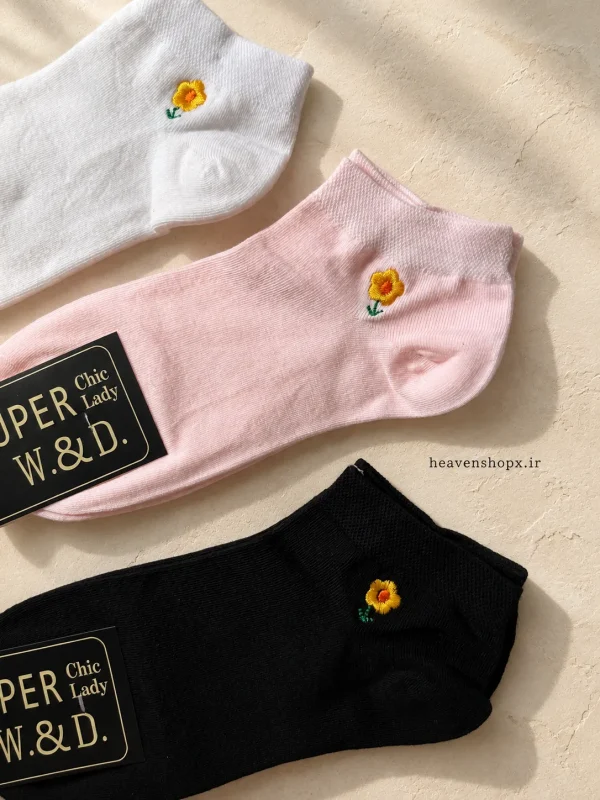 جوراب مچی زنانه گلدوزی گل ریز SUPER W.&D | سایز 36 تا 40 - تصویر 4