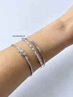 دستبند النگویی زنانه طرح پاپیون و نگین - تصویر 2
