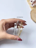 دستبند النگویی زنانه دو رج طرح قلب - تصویر 5