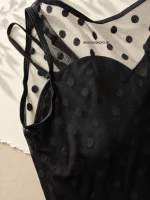 مایو زنانه مشکی توری خال‌دار SHEIN سایز 42-44 - تصویر 3