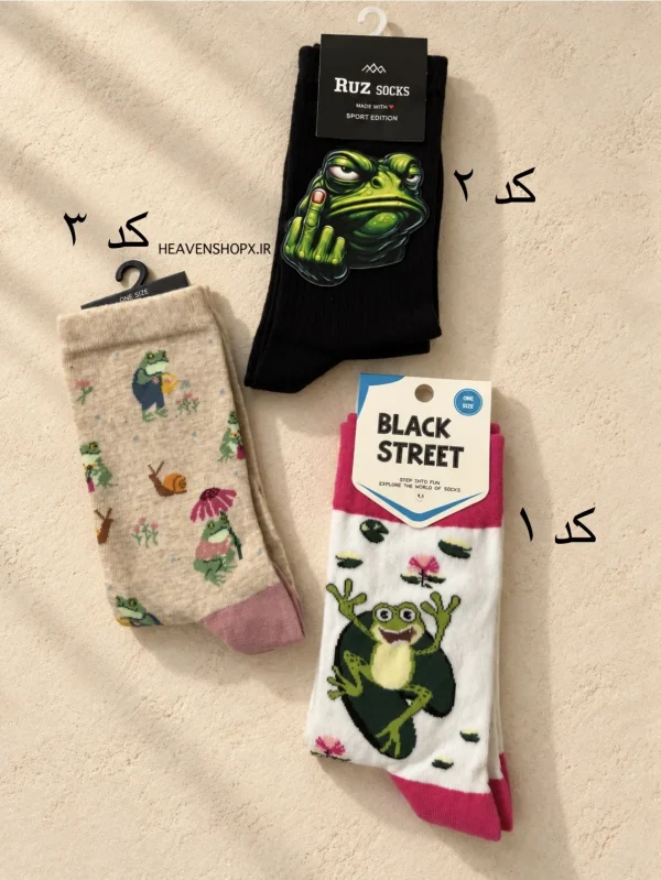 جوراب ساقدار طرح قورباغه | کالکشن Frog Socks - تصویر 5