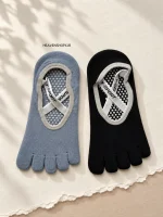 جوراب انگشتی یوگا و پیلاتس زنانه ضدلغزش مدل ضربدری - تصویر 3