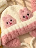 کلاه بنددار حوله‌ای بچگانه طرح خرگوش - تصویر 5